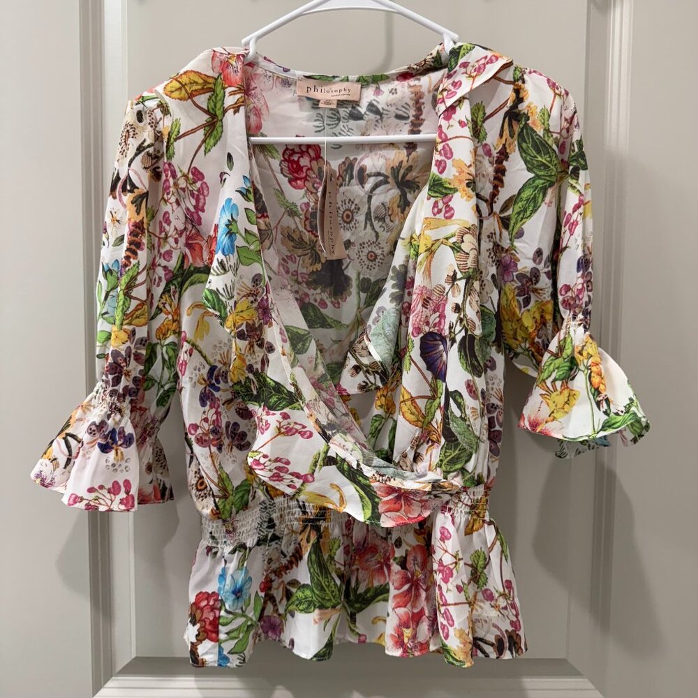 Philosophy Garden Party Floral Top Small NWT Blouse Casual Feminine $68